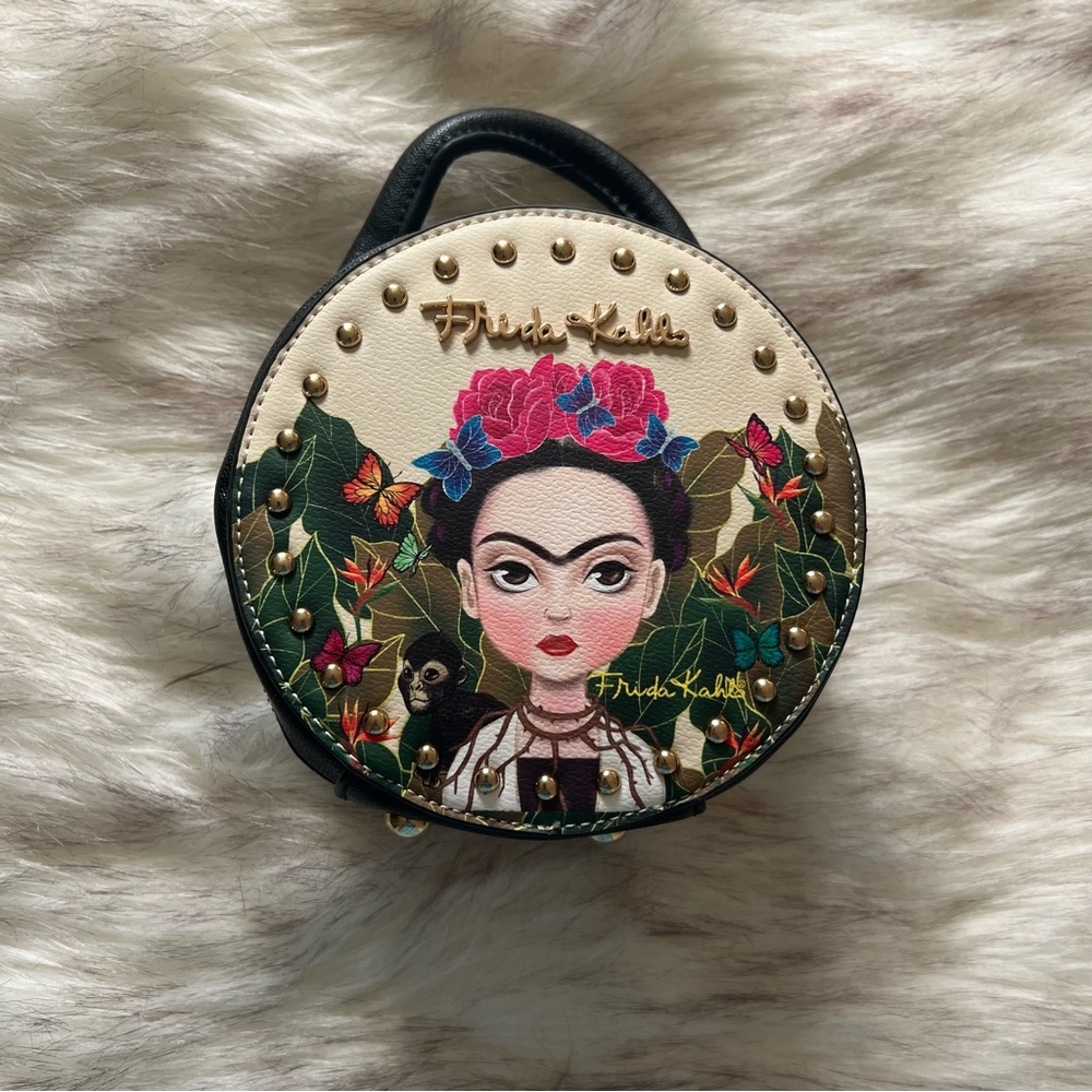 Frida Cartoon CrossBody black and tan